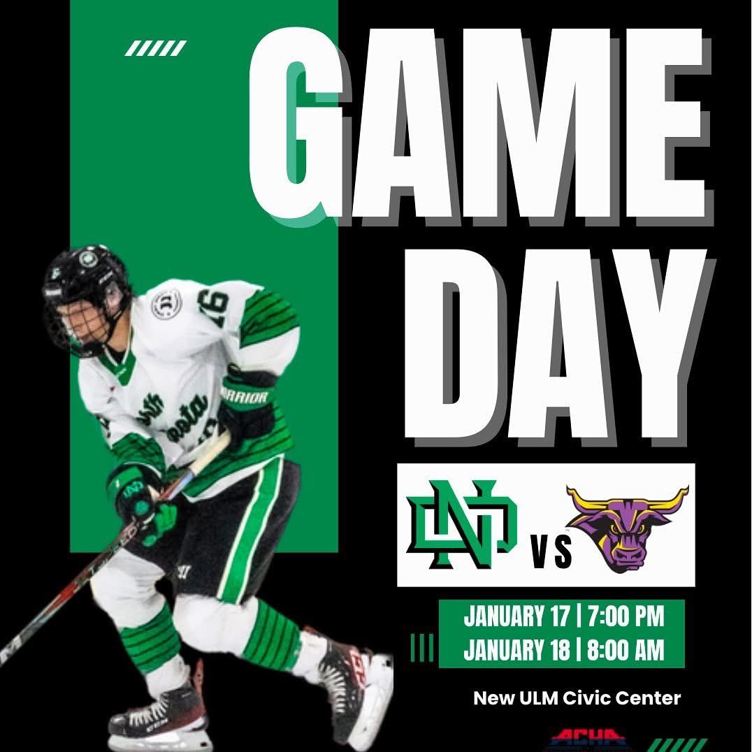 GAMEDAY! Back at it.

vs. Mankato | 1/17 @ 7:00 pm and 1/18 @ 8:00 am | New ULM Civic Center