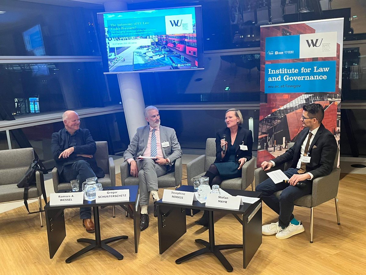 Closing panel at the fantastic conference at <a href="/wu_vienna/">WU Vienna</a> on The Autonomy of the EU under Pressure wu.ac.at/en/lawgov/even…, with abundant attention also for our recent book on Interactions between EU Law and International Law. Many thanks to Birgit Hollaus &amp; Tamás Molnár