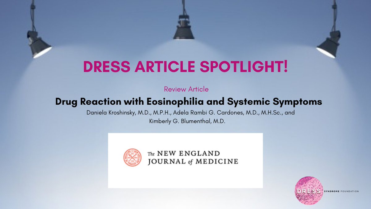 See (NEJM) recent review on DRESS syndrome—crucial topic for the public and medical providers!

Paper covers: 
🔍 Symptoms &amp; Diagnostic Clues
💊 Drug Culprits
⚕️ Treatment Protocols

🔗 ow.ly/Z46y50UIPmE

#DRESSsyndrome #DrugReactions #Dermatology #Allergy #Immunology