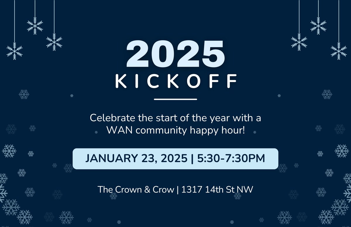 Celebrate the start of the year with a <a href="/WomensAquaticDC/">Women’s Aquatic Network</a> community happy hour. Swing by The Crown and Crow for networking and good conversation. All are welcome!