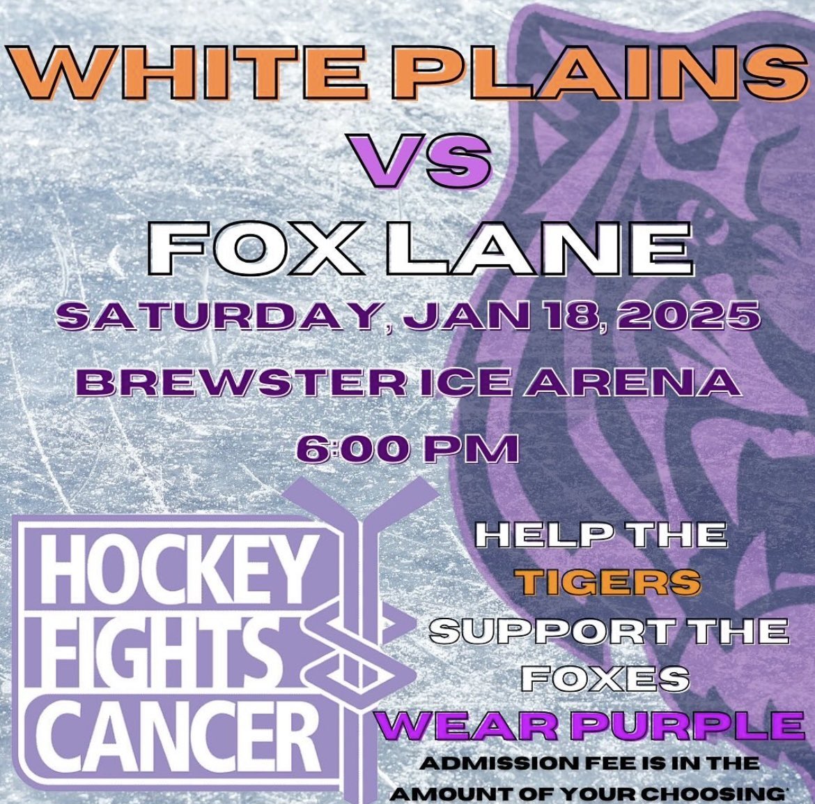 Hockey fights cancer!  Come show your support tomorrow night!