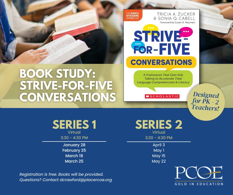 Calling all PK - 2 teachers! Don't miss out on this upcoming book study with PCOE 📚 💬 Learn more and register for the series of your choice using the links below.

Series 1: bit.ly/3DYf5Pk
Series 2: bit.ly/40iIpHH