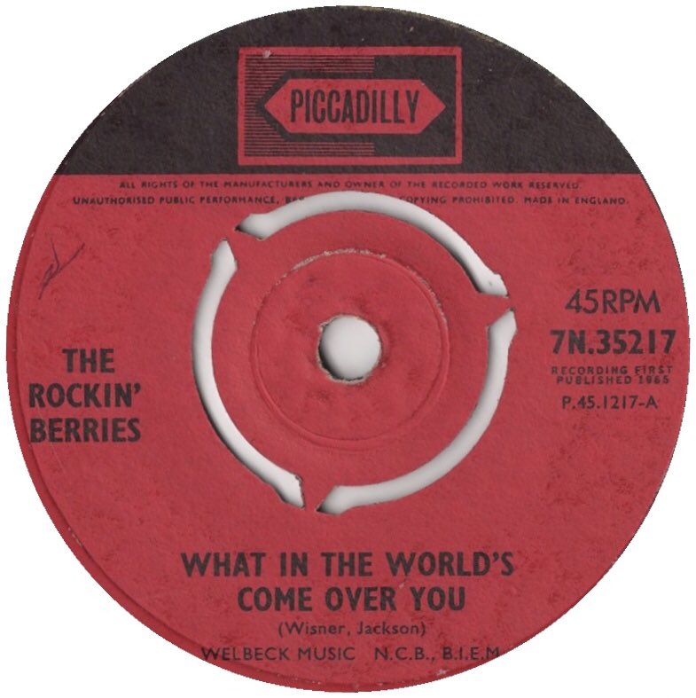 Sixties_Music's tweet image. The Rockin’ Berries
“What in the World’s Come Over You”
(UK #23, Jan 1965)
song.link/gb/i/1439426924

Not to be confused with rockabilly artist Jack Scott’s single of the same name, this is an infectious Hollies-style beat number with a Beach Boys-inspired vocal hook. #Piccadilly