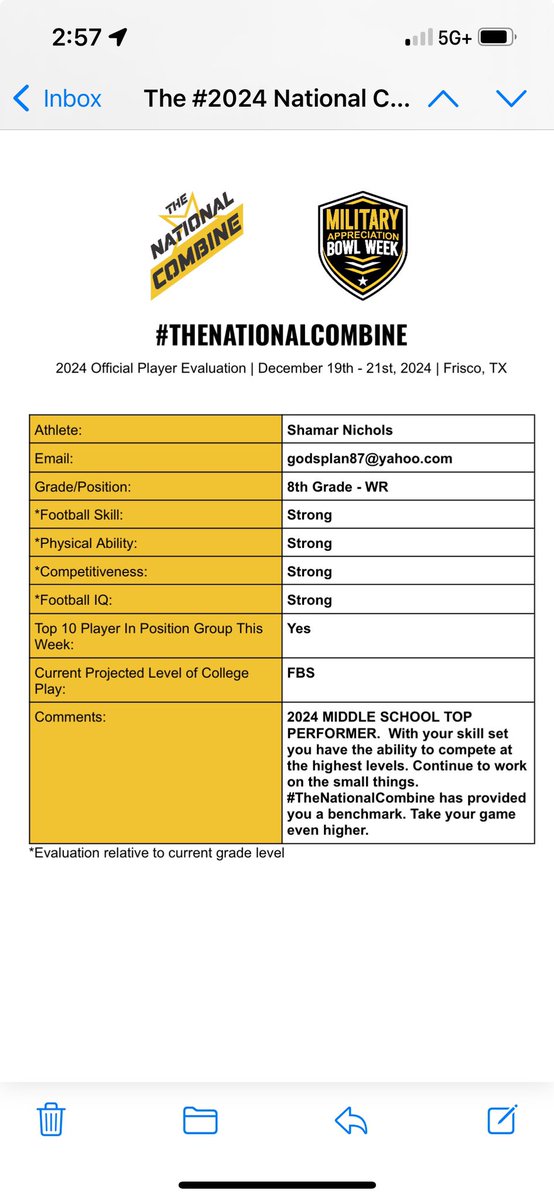 shamarnichols1's tweet image. thankful for the opportunity to show my talent in Frisco, TX
@USArmyBowl
@MacCorleone74 @PrepRedzoneMS @PrepRedzoneNext @TupeloMiddleFB @ReggieBuchanan @Coach_Cam16 @Marcusdent93 @Thescottlashley @CoachWill_QUIK