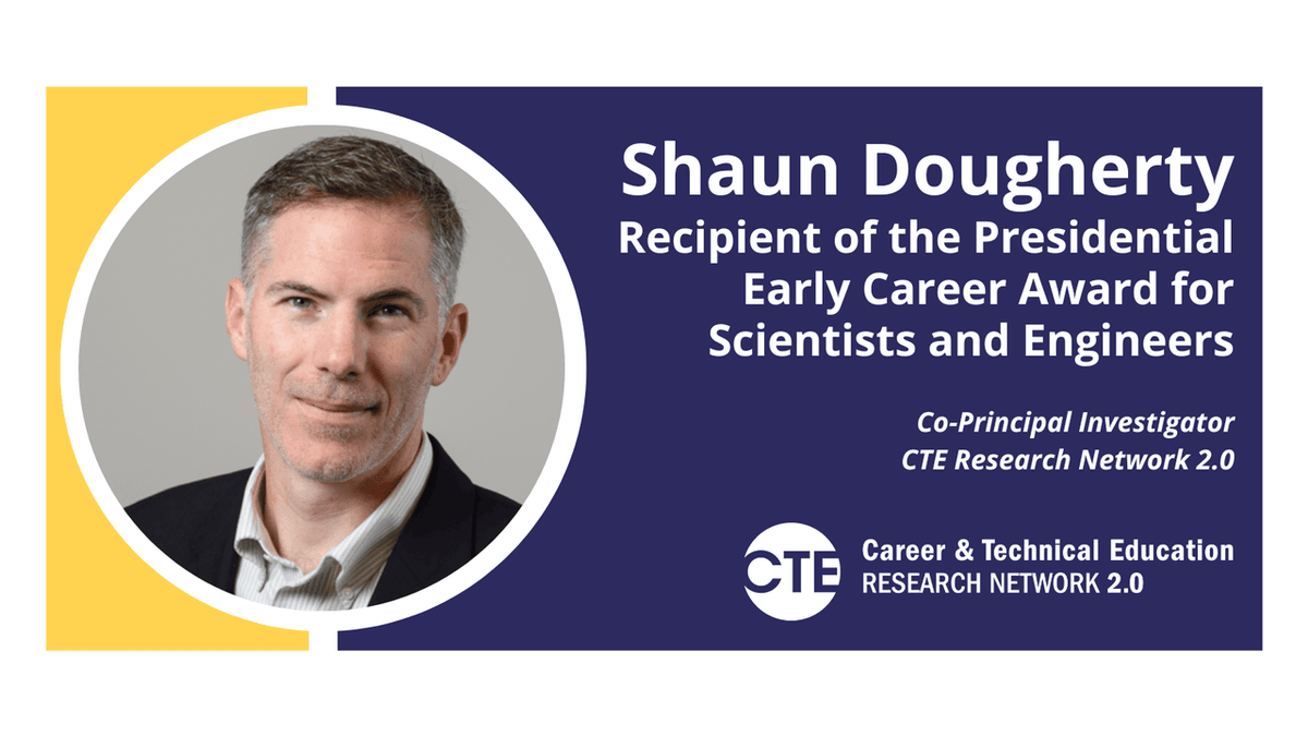 CTEResNetwork's tweet image. Earlier this week, Network co-Principal Investigator Shaun Dougherty received a Presidential Early Career Award for Scientists and Engineers, the highest honor the government bestows to early-career professionals in these fields.
Read more: whitehouse.gov/ostp/news-upda… #IESFunded