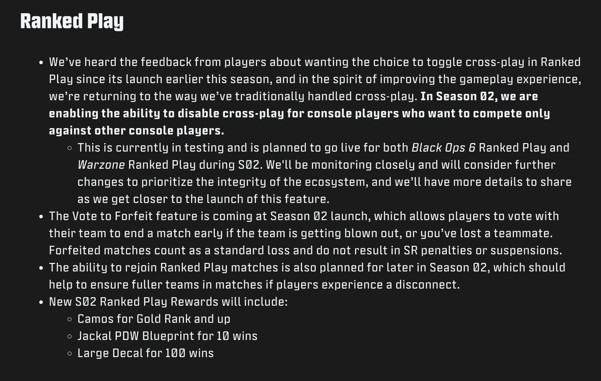 Breaking: Activision finally will let players DISABLE cross play in Ranked Play in Black Ops 6 and Warzone with Season 02