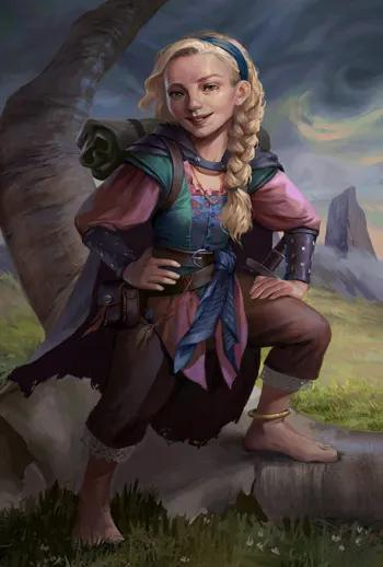 PiroFaeren's tweet photo. @BandleBro One of the halfling girls from the pathfinder games, but what if like huge bazongas  (Linzi is the one on the left, CG Helpful Bard, on the right is Nurah who is chaotic evil and tricks the player character into thinking she's nice and helpful) https://t.co/c9nhas3nZ7
