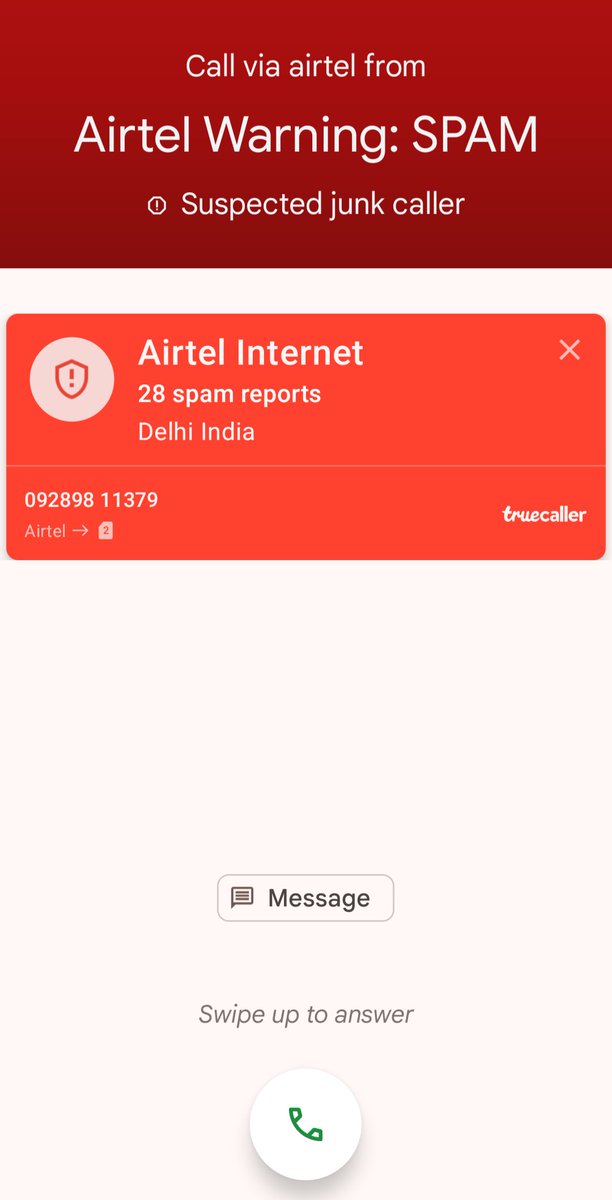 So glad, <a href="/airtelindia/">airtel India</a> isn't filtering out its own spam calls from its spam filtering logic. Or, is it just a matter of time? 🤔