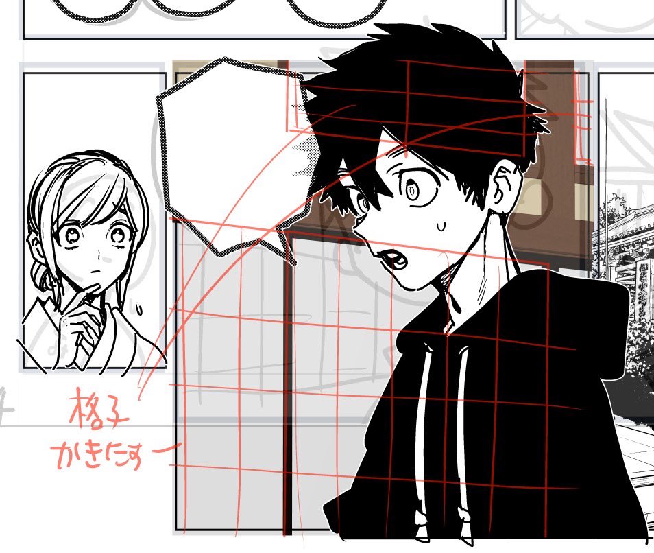 今日は組の誕生日なんです🎊🎉🎂おめでとう！
これは今まさに描き途中の組（と夏羽）です。来月ちょこっと出番ありますのでよろしくね！🥳
#怪物事変