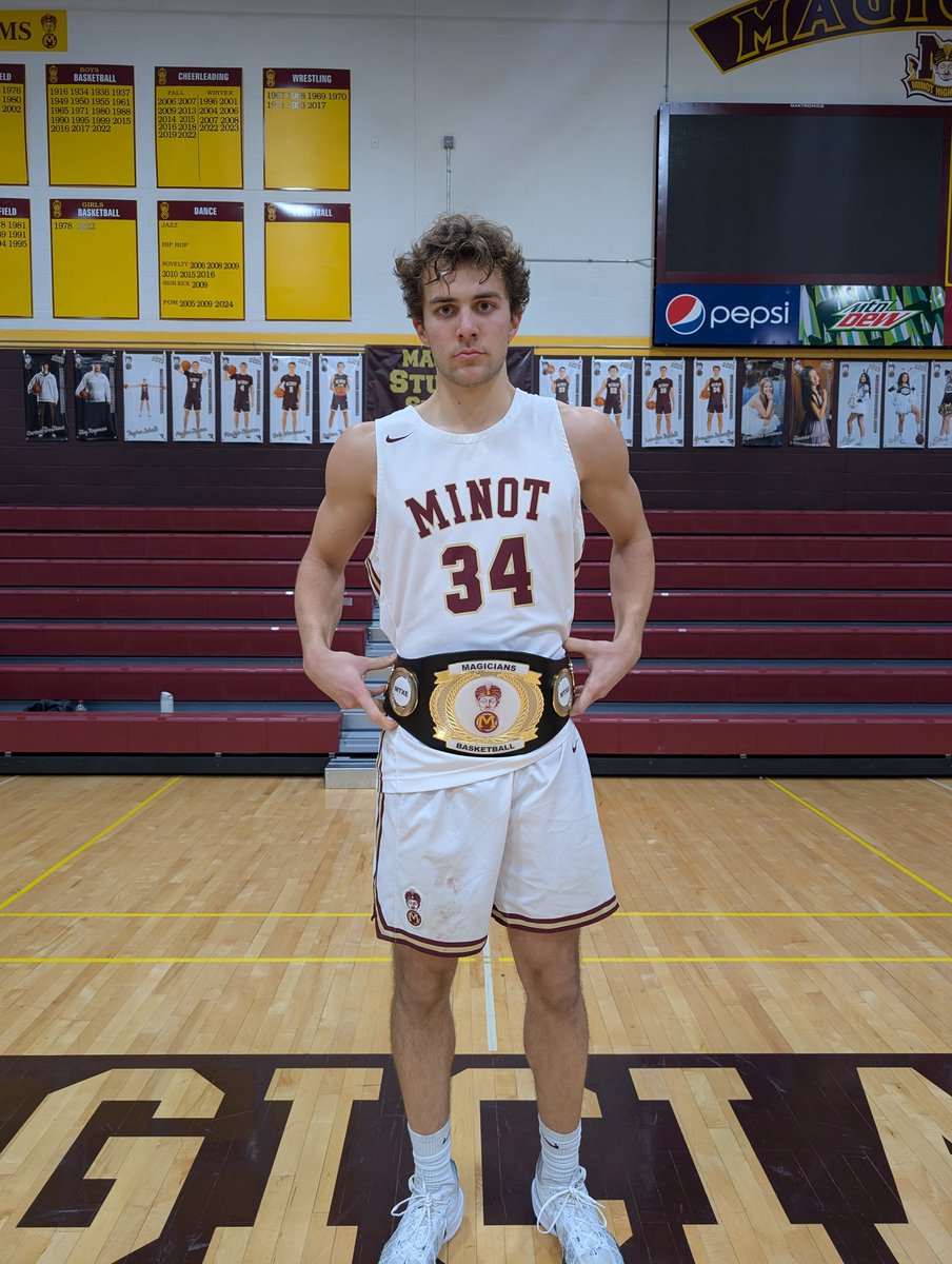 magibasketball's tweet photo. Grayson takes home The Grit Belt. We will go to work and get ready for Mandan. #rollMagi https://t.co/XopSoKU1MN