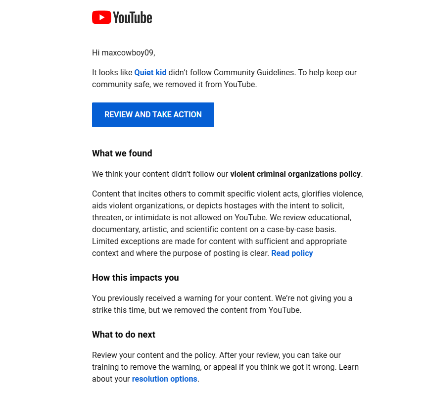 maxcowboy09's tweet photo. @TeamYouTube I finally got to see why, the audio i used for the video is not mine and its used everywhere I thought it would be fine to make this because it was viral but found out almost a year later, I feel like this should've been strike 1 or 2 for the way i intended to make the video. https://t.co/aTOx2fpr1Z