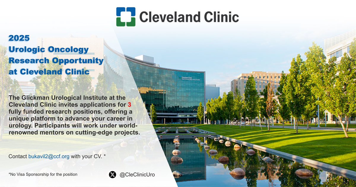 Laura Bukavina (@laurabukavinamd) on Twitter photo With #UroMatch25 approaching, <a href="/CleClinicUro/">Cleveland Clinic Urology</a> Onc is excited to announce š£ 3 paid clinical research positions! Join a team at the forefront of innovation in research, AI, microbiome studies, clinical trials, š§«and more. Be part of the future of urologic oncology! <a href="/UrologyMatch/">Urology Match</a> With #UroMatch25 approaching, <a href="/CleClinicUro/">Cleveland Clinic Urology</a> Onc is excited to announce š£ 3 paid clinical research positions! Join a team at the forefront of innovation in research, AI, microbiome studies, clinical trials, š§«and more. Be part of the future of urologic oncology! <a href="/UrologyMatch/">Urology Match</a>