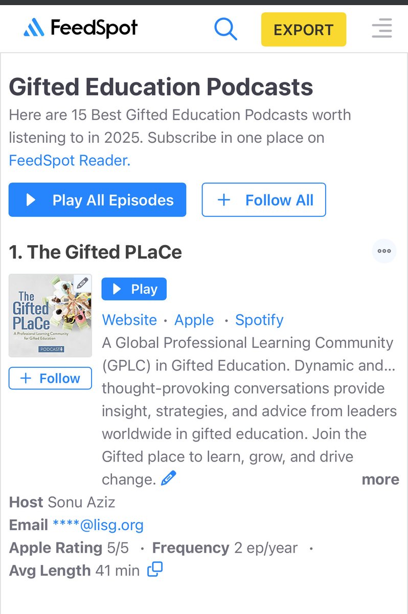 Thank you ⁦<a href="/FeedspotPodcast/">FeedSpot Podcasts</a>⁩ for this honor!! ⁦<a href="/LIS4Gifted/">LIS4Gifted</a>⁩