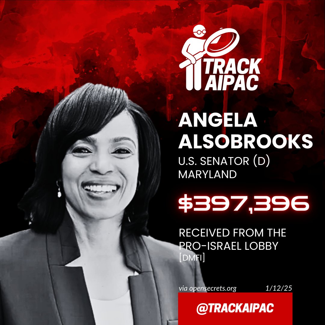 <a href="/Sen_Alsobrooks/">Senator Angela Alsobrooks</a> Angela Alsobrooks begins her first term in the Senate with an Israel lobby total of nearly $400,000.
x.com/Sen_Alsobrooks…