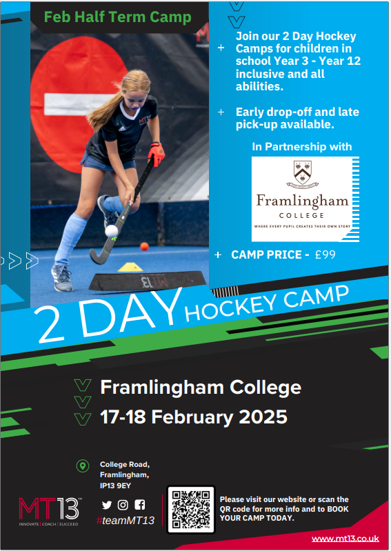 Hockey: All the details for the <a href="/MT__13/">MT13</a> Hockey Camp - February Half Term 2025.