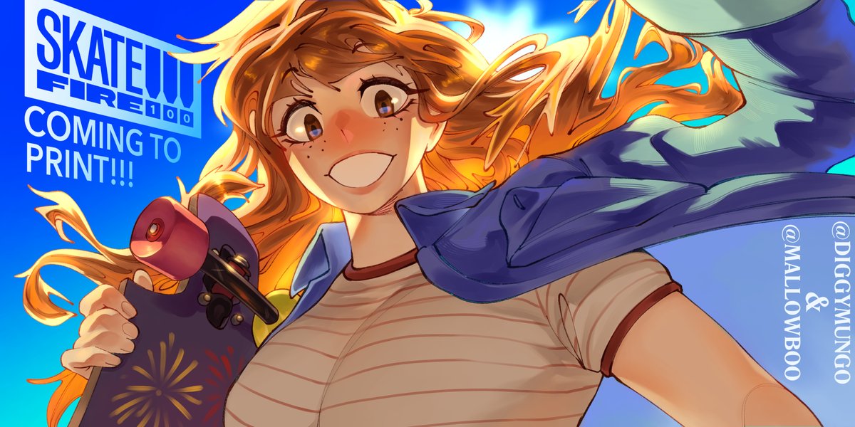 diggymungo's tweet image. ANNOUNCEMENT!!!
@mallowboo and I's first webtoon, Skate Fire, is getting a graphic novel release with @01FirstSecond !!! We’re excited to work on another project with @dezinpub as our editor!!!Thank you to our agent @loveleemonicaa and @contextliterary for this opportunity!!!
