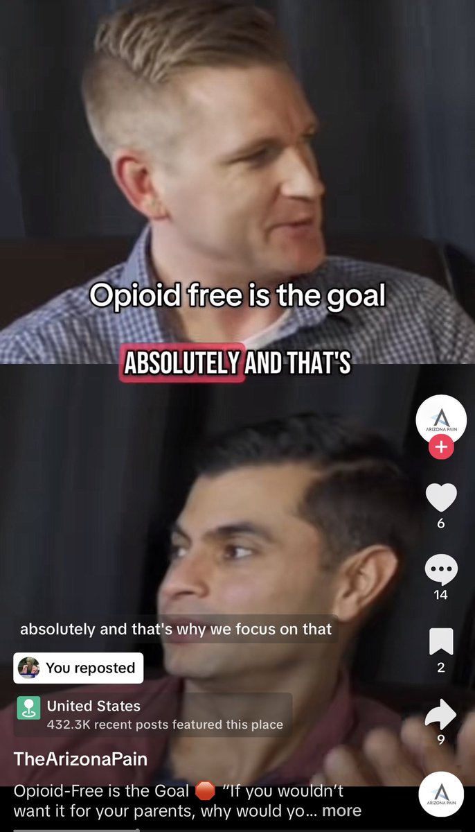 “Opioid free is the goal”
            Arizona Pain

Who’s going to break it to these anesthesiologists that Suboxone is an opioid? 

X wouldn’t allow me to post the full video. 

Here it is:

tiktok.com/t/ZP8FXe4uv/