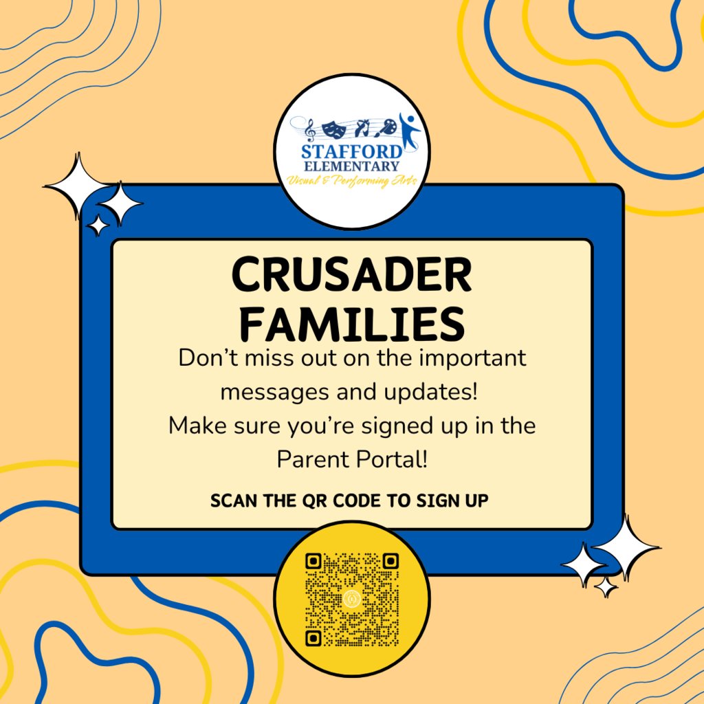 SVPA Families! We we don't want you to miss messages. Make sure your information in the Parent Portal is updated &amp; correct.
¡Familias de Stafford VPA! No queremos que se pierdan los mensajes. Asegúrense de que su información en el Portal para Padres esté actualizada y correcta.