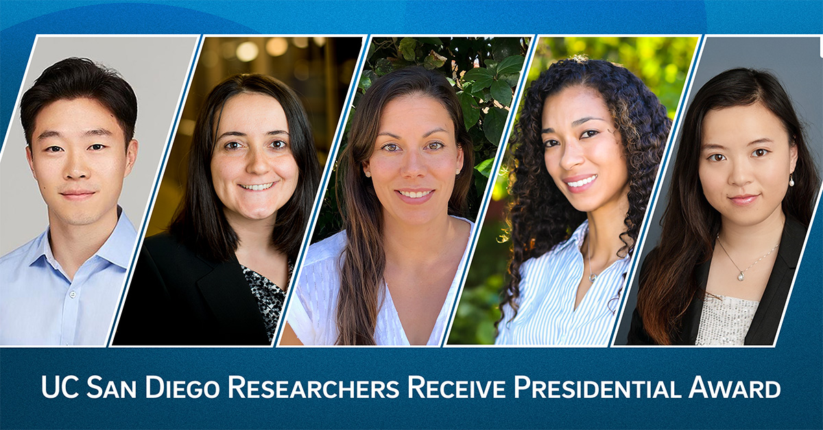 UCSD Engineering (@ucsdjacobs) on Twitter photo Five <a href="/UCSanDiego/">UC San Diego</a> researchers received the Presidential Early Career Award for Scientists and Engineers from the White House!
In our school: associate profs John Hwang, Duygu Kuzum & Rose Yu.
<a href="/Scripps_Ocean/">Scripps Institution of Oceanography</a>'s Sophia Merrified
<a href="/ucsdbiosciences/">UCSD BioSciences</a>' Sonya Neal
today.ucsd.edu/story/five-uc-… Five <a href="/UCSanDiego/">UC San Diego</a> researchers received the Presidential Early Career Award for Scientists and Engineers from the White House!
In our school: associate profs John Hwang, Duygu Kuzum & Rose Yu.
<a href="/Scripps_Ocean/">Scripps Institution of Oceanography</a>'s Sophia Merrified
<a href="/ucsdbiosciences/">UCSD BioSciences</a>' Sonya Neal
today.ucsd.edu/story/five-uc-…