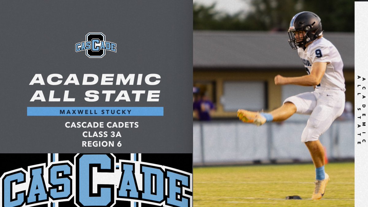 SHS_APSimmons's tweet photo. STUDENT-Athletes!

2️⃣ Cadets earned IFCA Academic All State honors! Congratulations to these young men on the honors, representing Region 6, Cascade Football &amp; Cascade High School!

➡️K Maxwell Stucky
➡️OL Bryce Hofing 

#WinToday https://t.co/YVyzwKlaVK
