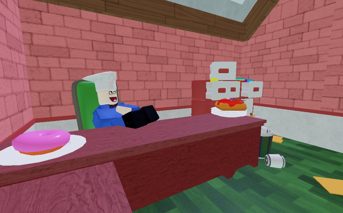 thebensterRBLX's tweet image. Time for some more sneak peeks of Make a Cake V4! For our new map, we are doubling the size of the management area, along with adding a third assistant manager, Frank. Kudos to @SzubkaAlex and @MsDatzky for building this area with me! #Roblox #RobloxDev