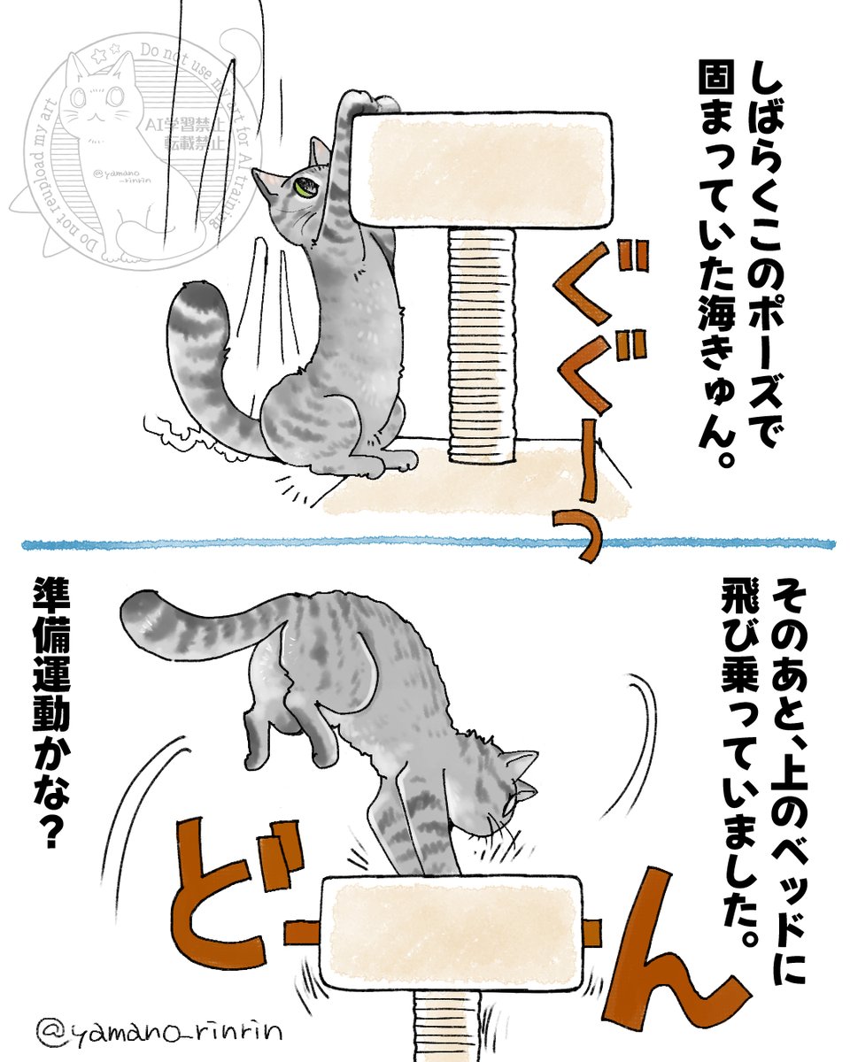 #今日の山野絵
謎ポーズ多めの海きゅん🐈🤔 