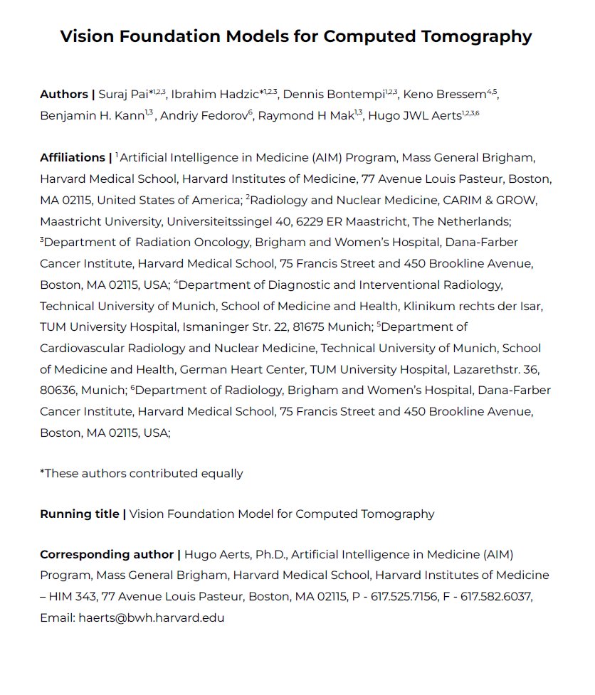 Open Life Science AI (@openlifesciai) on Twitter photo 🚨 AI Research Breakthrough! 🚨
Introducing CT-FM: A Vision Foundation Model for Computed Tomography
<a href="/MassGenBrigham/">Mass General Brigham</a> and <a href="/harvardmed/">Harvard Medical School</a> bring you CT-FM, a large-scale 3D image-based pre-trained model explicitly designed for radiological tasks.
By <a href="/BSurajPai/">Suraj Pai</a>, <a href="/hadziibro/">Ibrahim Hadzic</a>, 🚨 AI Research Breakthrough! 🚨
Introducing CT-FM: A Vision Foundation Model for Computed Tomography
<a href="/MassGenBrigham/">Mass General Brigham</a> and <a href="/harvardmed/">Harvard Medical School</a> bring you CT-FM, a large-scale 3D image-based pre-trained model explicitly designed for radiological tasks.
By <a href="/BSurajPai/">Suraj Pai</a>, <a href="/hadziibro/">Ibrahim Hadzic</a>,