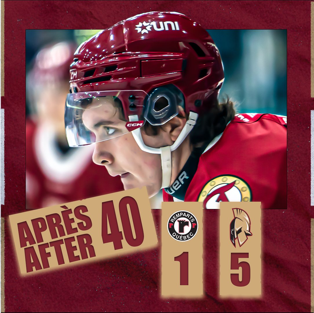 Après 40 | After 40

🚨 Tyler Wood
🍎 Mavrick Brunet, Émile Perron

🚨 Alexandre Lallier (2)
🍎 Noah Laberge, François-James Buteau

🚨 Tyler Wood (2)
🍎 Lynden Larsen, Biagio Jr. Daniele

🚨 Tyson Goguen
🍎 Will Reynolds, Mathieu St-Onge

🏒 Remparts | 14 - 18 | Titan
5-1 Us 😎