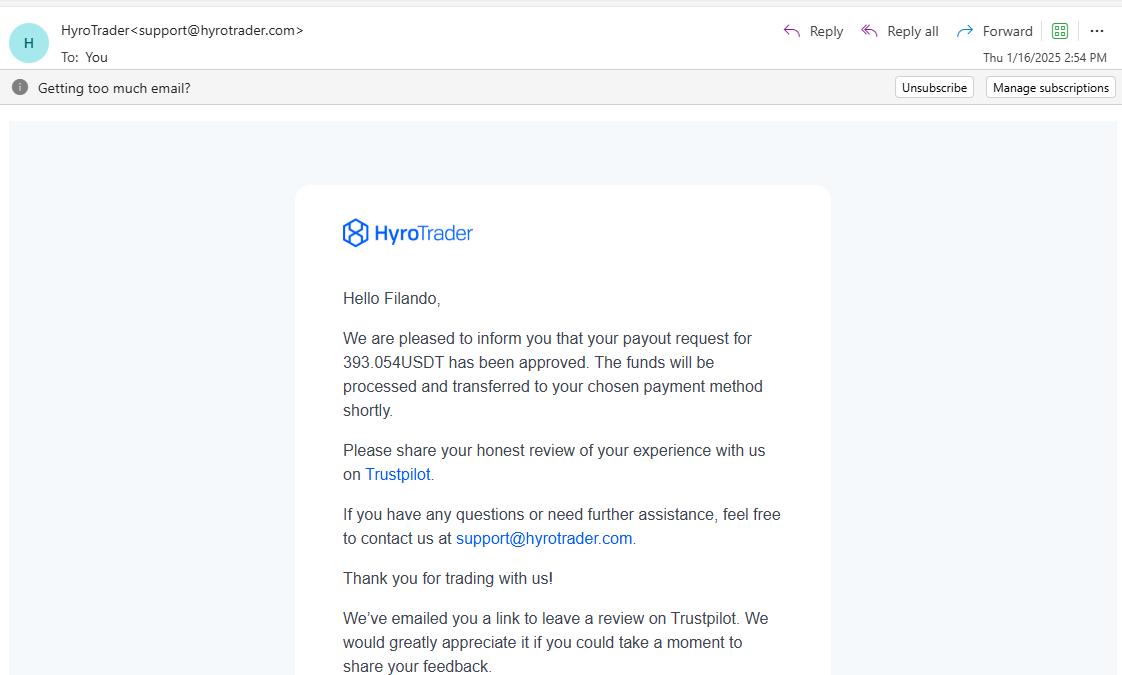 filnft's tweet photo. 24hr payouts was one of the main incentive for me to join Hyro Trader Prop firm apart from leveraging their capital. No other crypto prop firm does this.

Often times you have to wait like 15 -30 days before requesting a payout which only increase the likelihood of blowing your profits before then or breaching the account.

Hyrotrader on the other-hand only requires you to make at least $100 to request payout + you get back the money you spent on the challenge it's basically risk free if you already have the trading skills required to pass verification without failure.

I use to risk like 5-10% on personal account and I still do occasionally, I like the thrill and like to test my psychology but if I was being honest with you guys, its quite stressful to trade that way to earn a living and win-rate has to be consistently high to sustain. It works well until back to back losses start to eat up profit quickly.

Its better for me to risk  like 0.25%-0.5% on a 50k account and aim to make 1.25%-2.5% per week then withdraw.

And I think for any experienced and new traders reading this, you might find this option more favorable.

10% profit per month on a 50k account is $5000 and you get to keep $3500 starting out...that's still good. Overtime they will increase profit split. 10% on a 100k account is $10,000 with profit split you receive $7000, that's more than enough for most people.

If this interest you then sign up using my link and get yourself any account:
https://t.co/IsDVNjfd5N

As a reward for using my link, shoot me a dm. And I'll verify and add you to my exclusive crypto wallstreet group where you can see all my funded account trades early when I do my pre market plan, as well as get access to my strategy, trading plan and the community in general. And you can ask me anything there in regards to getting funded hopefully on your first attempt so you can start earning as soon as possible. I sharpen my skills by helping you guys and you save time and money by leveraging someone with direct experience like myself

#cryptotrading #cryptopropfim #hyrotrader #bitcoin #btc $btc #eth #ethusdt #ethereum #trump #cryptomarket