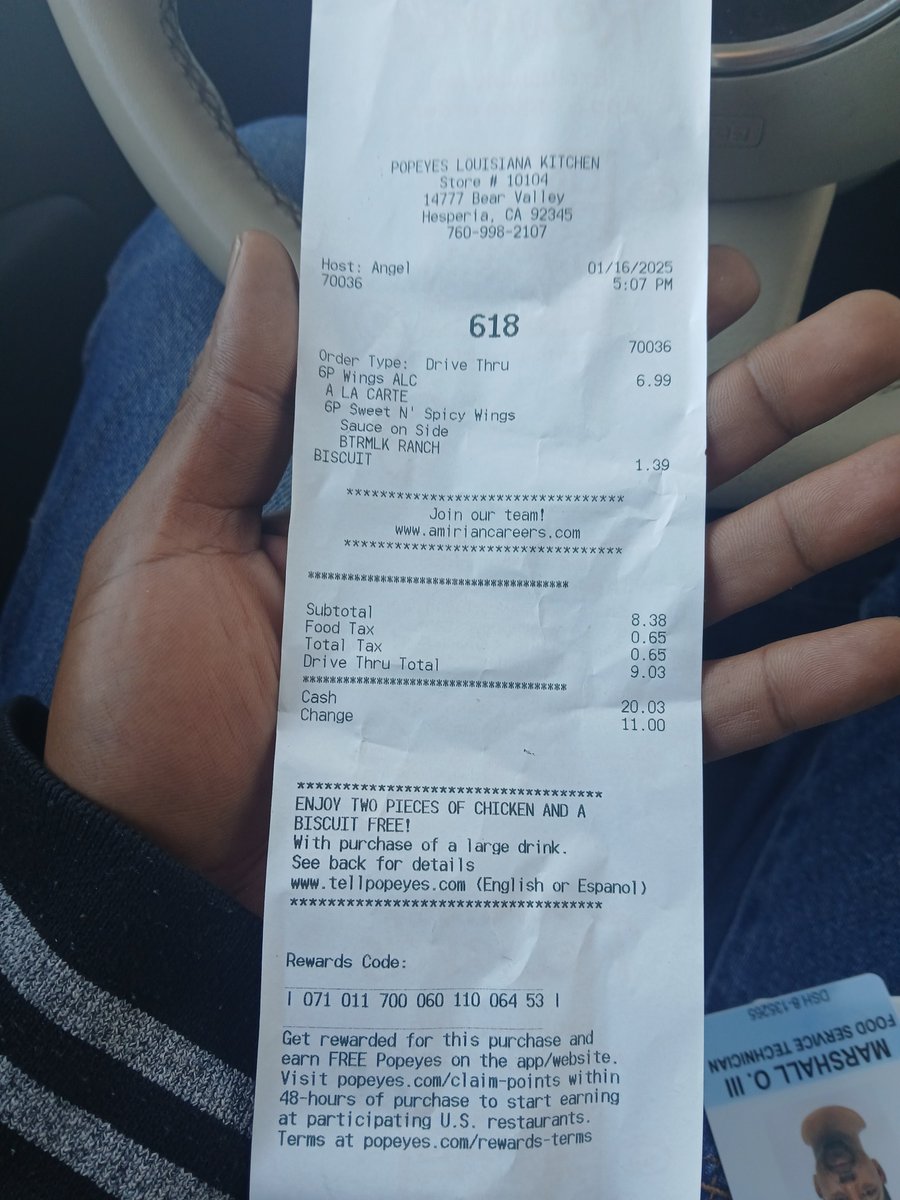 InstinctRaw's tweet photo. @Popeyes why cant i take the survey to get the two piece on the back of the receipt did i not spend enough money ? https://t.co/Z3Djr897Bh