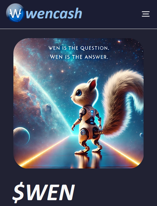 🌐 wencash.org website has been updated to v1! 

⛓️ Wencash is a major component from Nutcoin Ecosystem 🐿

🔥 #Memecoin today, L1 #blockchain tomorrow

🎆 Here to welcome all #crypto communites

🏗️ Next steps: #etherscan &amp; #coingecko listing