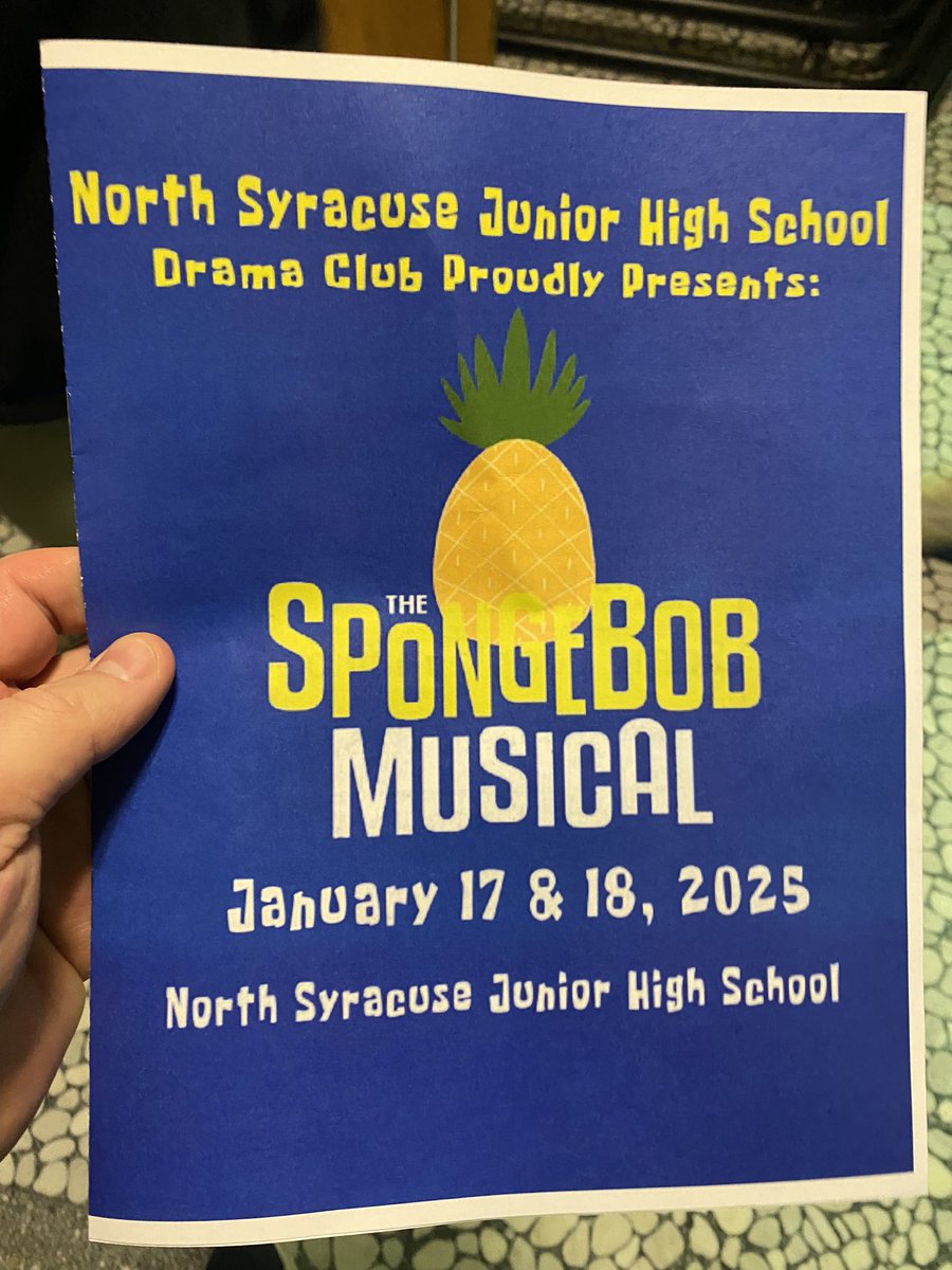 Anderson_TSOA's tweet photo. Love school plays…. I’ve never seen SpongeBob but am impressed through Act 1! Our kids are so talented! https://t.co/pjX6vwaxjk