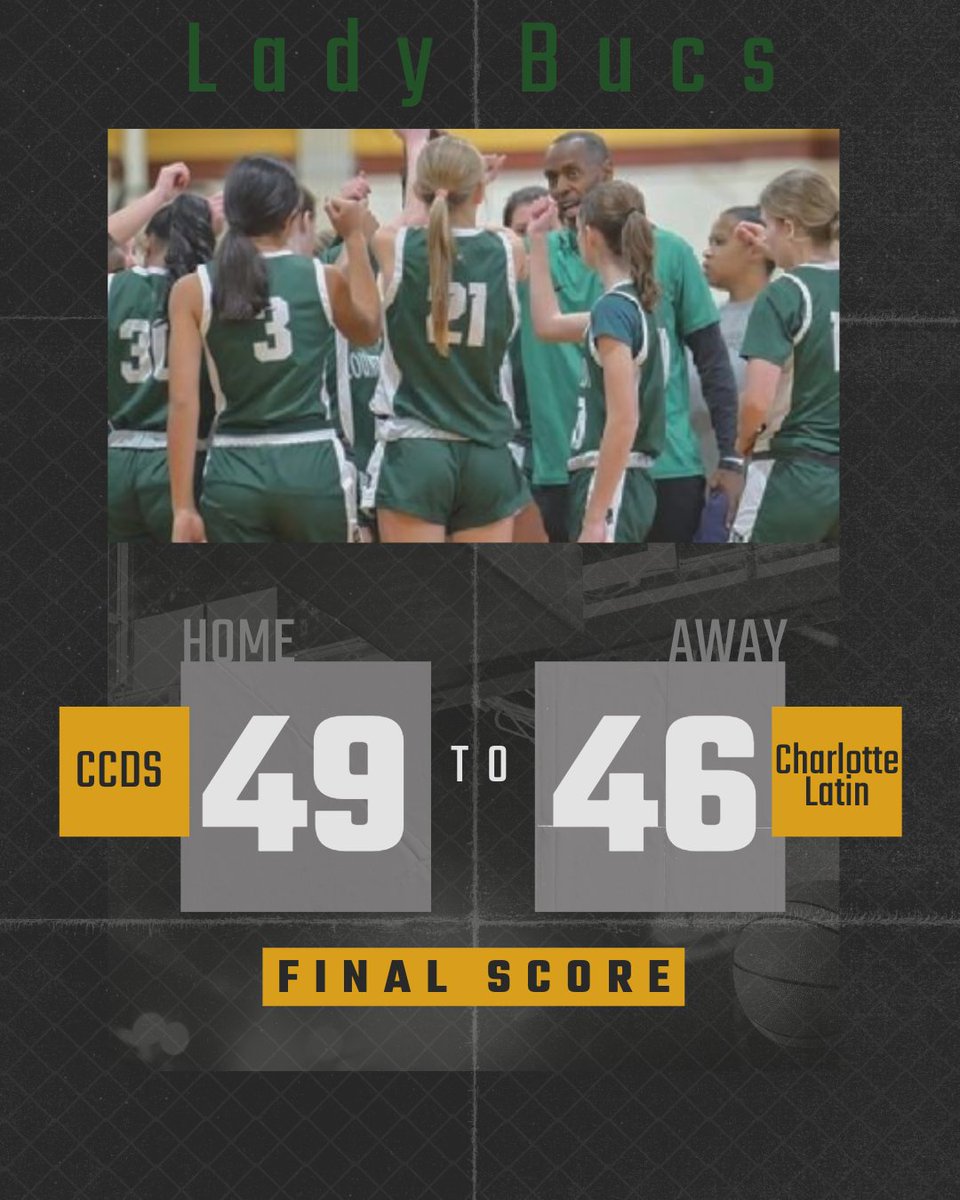 Conference win over long-time rival Charlotte Latin.

Unofficial stats:
Bigham 19p
Blythe 10p
Vanderhave 10p
Starnes 5p
Turner 3p
Crane 2p
<a href="/ccdsbucs/">CCDS Athletics</a>
<a href="/CCDSGirlsHoops/">Buccaneer Girls' Basketball</a> 
#CDBucs