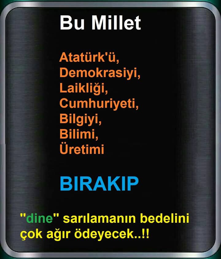 TelemakGuresci's tweet image. Ben vatanseverim . Ben ölene dek #MustafaKemalinAskeri olacağım ⚔️
Ne #Türk' lükten
Ne #İnkılap’larından 
Ne #Laiklik' ten
Ne #Eser'lerinden
Ne #Vatan'ımdan 
Asla Vazgeçmeyeceğim … Ülkede #HerYerATAMın 
#TegmenlerGururumuzdur 🙏🇹🇷🇹🇷🇹🇷🇹🇷🇹🇷🇹🇷🦋🐞