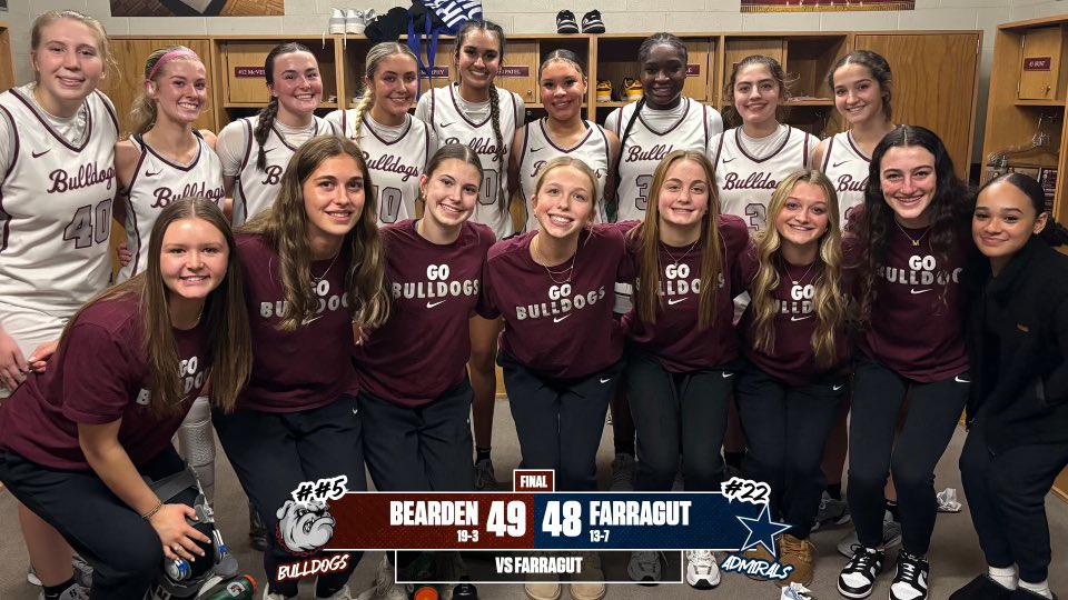 Bearden Girls Basketball (@bhsladybulldogs) on Twitter photo Final Score
Bearden 49
Farragut 48
Hodge 21 <a href="/natalyahodge2/">WorldWideNatalya</a>
Rainey 13 <a href="/ECRainey20/">Emma Rainey</a>
McVeigh 8 <a href="/caitlinmcveigh_/">caitlin mcveigh</a>
Patel 3 <a href="/aishapatel8507/">aisha patel</a>
Foster 2 <a href="/KatieSFoster26/">Katie Foster</a>
Mills 2 <a href="/TheolaMills33/">Theola Mills</a>
@5starpreps
<a href="/prepxtra/">PrepXtra</a>
<a href="/CoachTScoresTN/">CoachT.com</a> Final Score
Bearden 49
Farragut 48
Hodge 21 <a href="/natalyahodge2/">WorldWideNatalya</a>
Rainey 13 <a href="/ECRainey20/">Emma Rainey</a>
McVeigh 8 <a href="/caitlinmcveigh_/">caitlin mcveigh</a>
Patel 3 <a href="/aishapatel8507/">aisha patel</a>
Foster 2 <a href="/KatieSFoster26/">Katie Foster</a>
Mills 2 <a href="/TheolaMills33/">Theola Mills</a>
@5starpreps
<a href="/prepxtra/">PrepXtra</a>
<a href="/CoachTScoresTN/">CoachT.com</a>