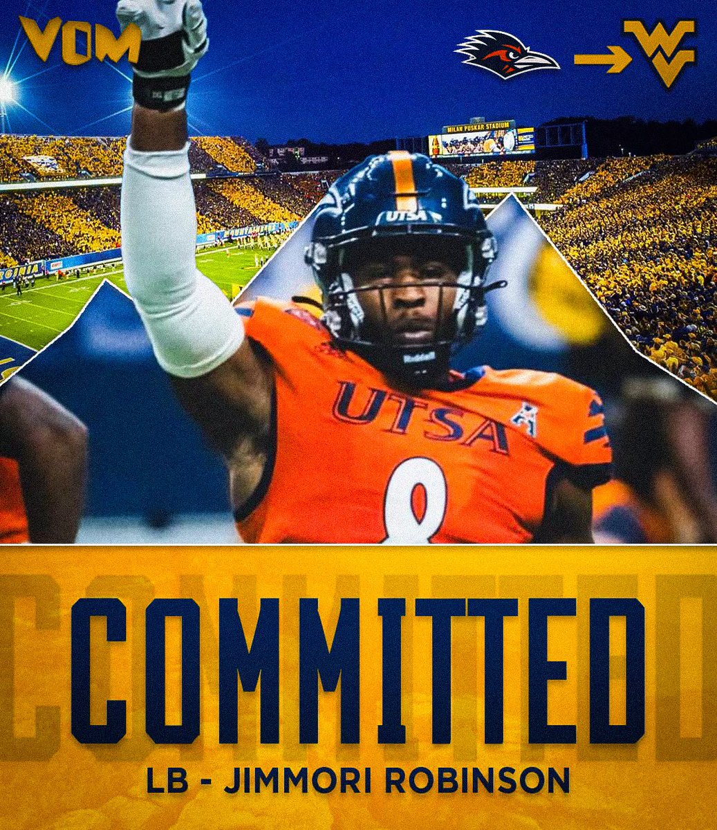 voicemorgantown's tweet image. BREAKING: West Virginia lands top target JIMMORI ROBINSON! 

Robinson, a 6’5 250 pound linebacker from Alexandria, Virginia, had 10.5 sacks at UTSA last season!