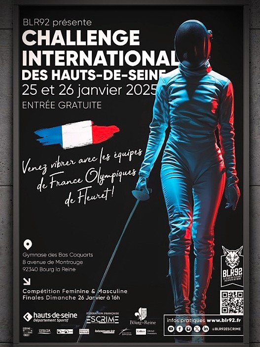 En garde, prêt, allez
Challenge international des #HautsDeSeine
📅 25-26 janv.
📌 Complexe des #BasCoquarts
👏 <a href="/BLR92ESCRIME/">BLR 92</a> pour l'organisation de cette manifestation sportive incontournable
🙏 au département des <a href="/hautsdeseinefr/">Département des Hauts-de-Seine</a> pour son soutien
#DépartementSportif #escrime
🤺👇