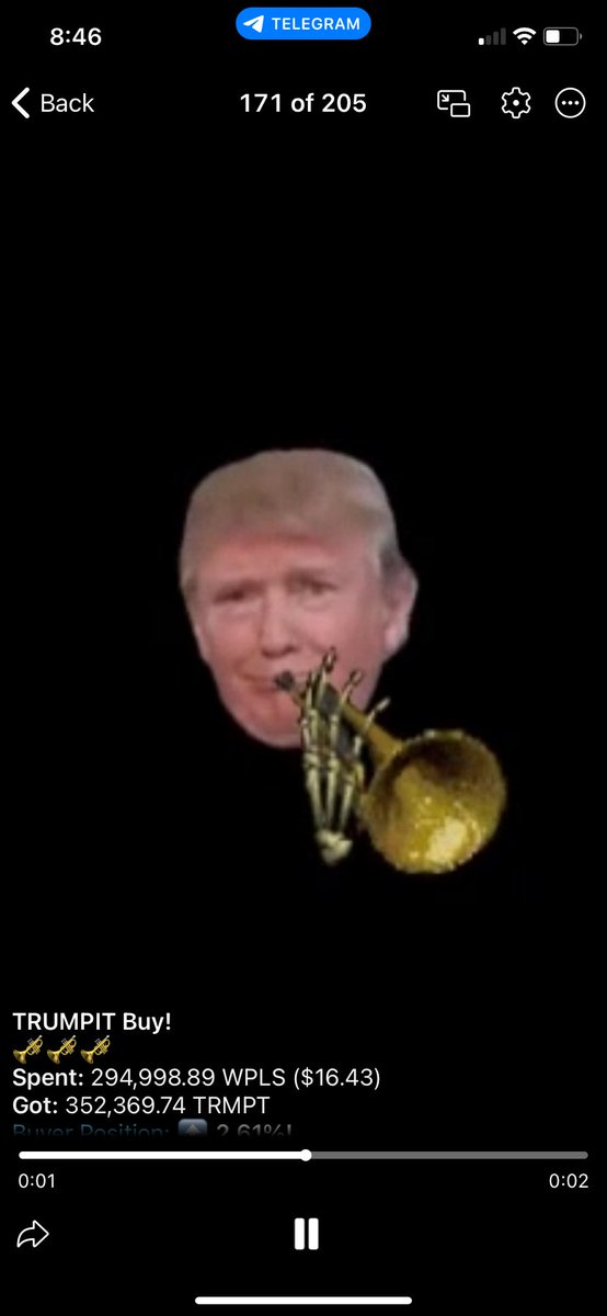 <a href="/rhmaximalist/">Max</a> I think $TRMPT 46k MC and who doesn’t like Trump playing a trumpet. 🎺 

t.me/TRUMPITandPUMP…