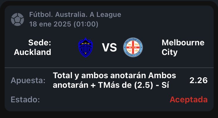 PreSeleccionado's tweet image. APUESTA DE AUSTRALIA A LEAGUE 🇦🇺

⏩ Ambos equipos marcan y más de 2.5 goles en el partido 🇦🇺🇦🇺

🔋STAKE 7
🔝 Cuota x2.26