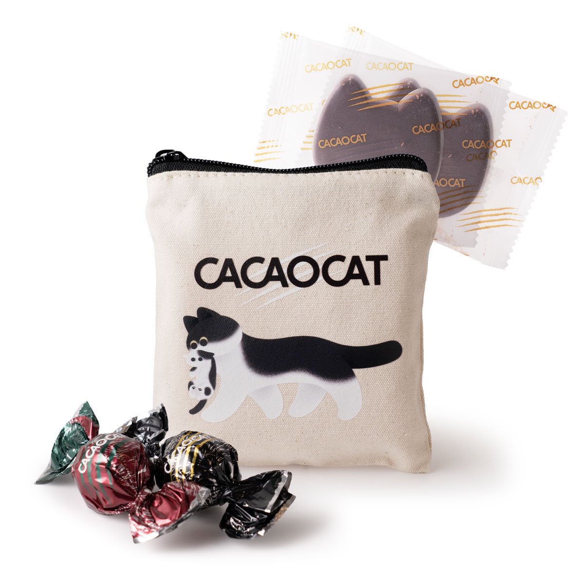 チョコレートブランドCACAOCATさんよりねこのチョコ入りポーチが3種類