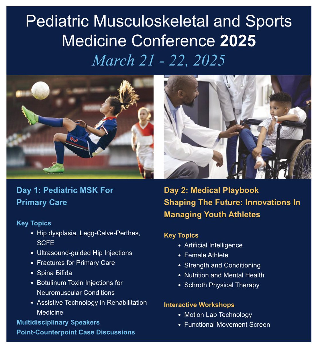 Check out our <a href="/UCSFBenioffOAK/">UCSFChildrensOakland</a> <a href="/UCSFBenioffOAK/">UCSFChildrensOakland</a> <a href="/UCSFHospitals/">UCSF Health</a> pediatric musculoskeletal and sports medicine conference at the end of March.  Lots of great speakers: virtualce.ucsf.edu/pediatricMSK-2…