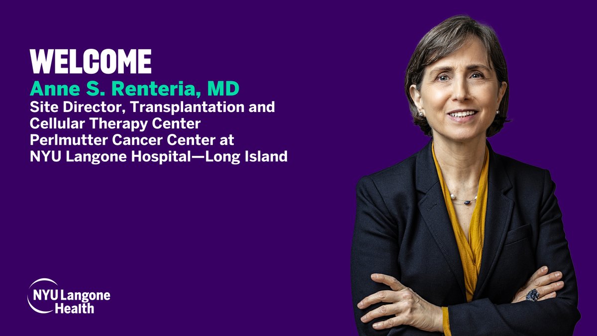 NYU Langone Hospital—Long Island (@nyulangoneli) on Twitter photo We’re excited to welcome Dr. Anne S. Renteria as the new site director for the Transplantation and Cellular Therapy Center at <a href="/Perlmutter_CC/">Perlmutter Cancer Center at NYU Langone Health</a> at NYU Langone Hospital—Long Island!
Learn more about Dr. Renteria and her work: nyulangone.org/news/perlmutte… We’re excited to welcome Dr. Anne S. Renteria as the new site director for the Transplantation and Cellular Therapy Center at <a href="/Perlmutter_CC/">Perlmutter Cancer Center at NYU Langone Health</a> at NYU Langone Hospital—Long Island!
Learn more about Dr. Renteria and her work: nyulangone.org/news/perlmutte…