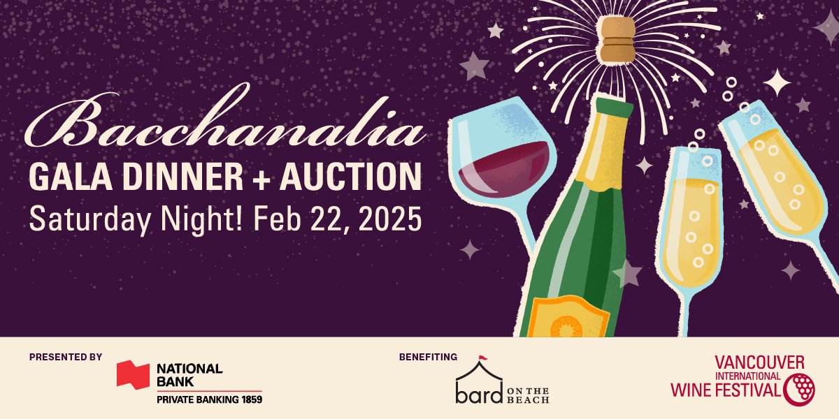 Vancouver International Wine Festival (@vanwinefest) on Twitter photo #VIWF E-NEWS: Join us for the Bacchanalia Gala Dinner + Auction on Saturday, February 22. Presented by National Bank Private Banking 1849 and graciously co-hosted by the U.S. Consulate General, this spectacular food & wine fundraiser supports <a href="/bardonthebeach/">bardonthebeach</a>'s education and #VIWF E-NEWS: Join us for the Bacchanalia Gala Dinner + Auction on Saturday, February 22. Presented by National Bank Private Banking 1849 and graciously co-hosted by the U.S. Consulate General, this spectacular food & wine fundraiser supports <a href="/bardonthebeach/">bardonthebeach</a>'s education and