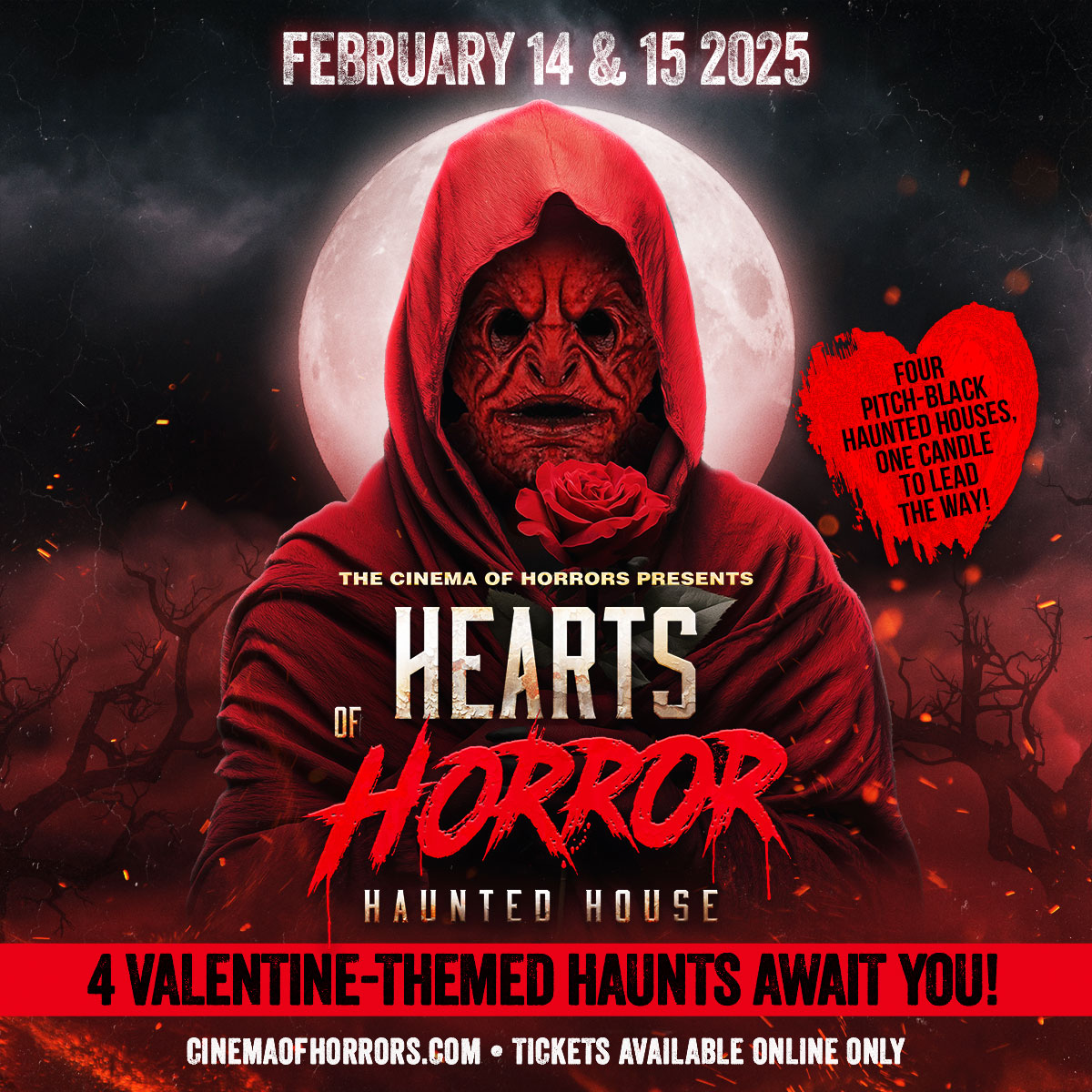 💔 This Valentine’s Day, experience Hearts of Horror–Kelso’s ultimate haunted Valentine’s experience! 🖤 Get discount tickets by February 1st before prices rise!⁠ Get yours now 👉  bit.ly/3DRAN7w