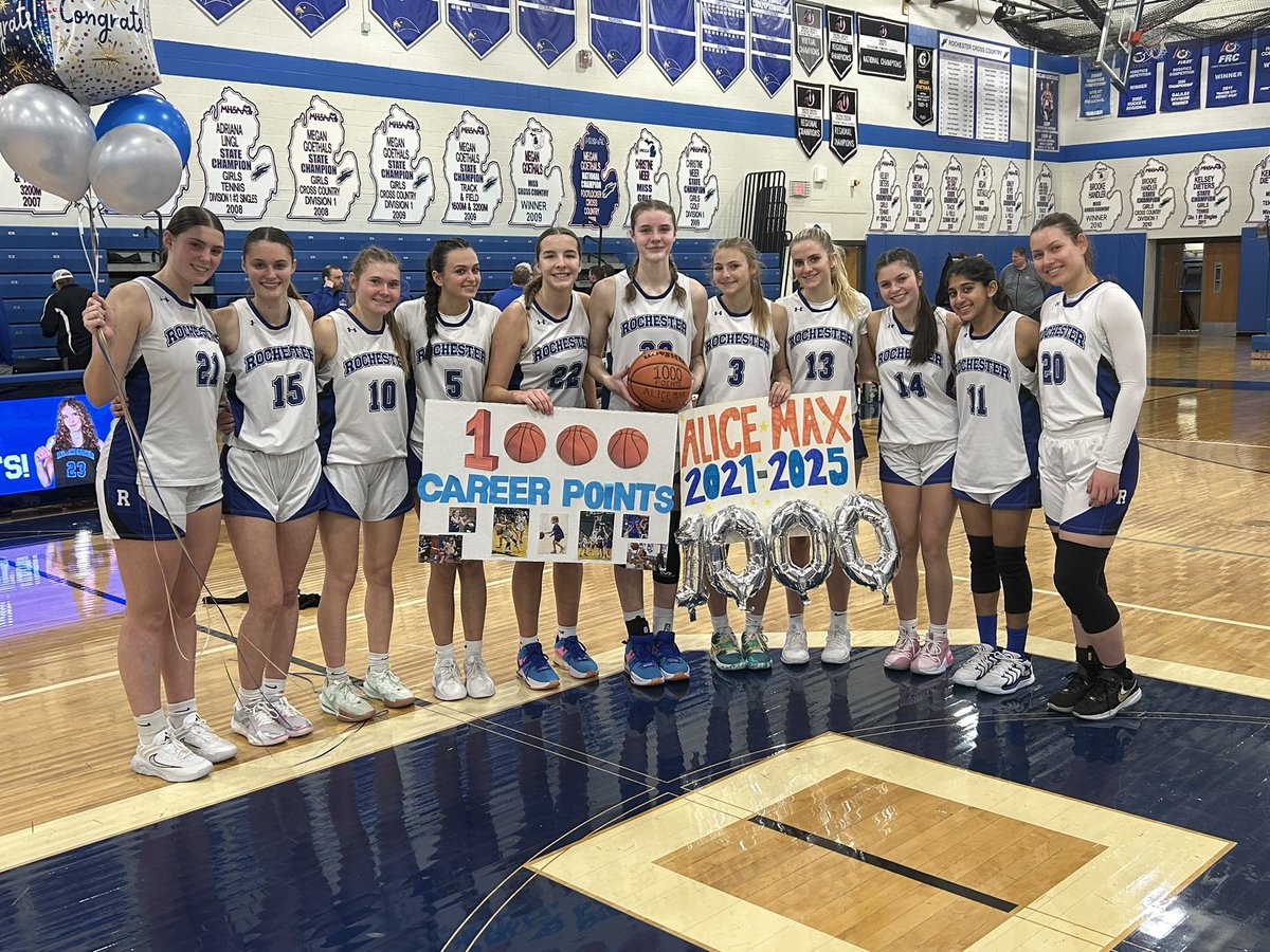 Varsity pushed their record 6-3 with a 55-27 win against Bloomfield Hills. <a href="/alicemax2025/">Alice Max</a> led the team with 29 point scoring her 1,000 career point.