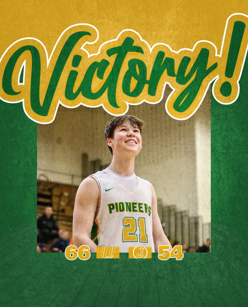 The Pioneers earn a hard fought CS8 conference game at U-High Gymnasium 66-54 over Jacksonville. Sophomore Owen Kirby with 17, Junior Dallas Smith with 16, and Sophomore Devin Fitzgerald with 15 to lead U-High. 12-8.