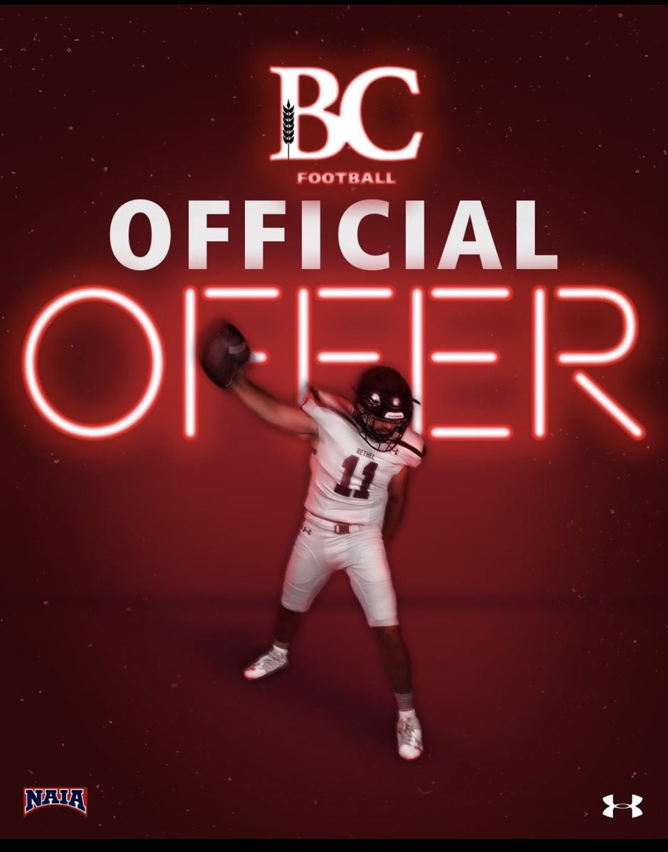 After a great phone call with <a href="/CoachMillerBC/">Kade Miller</a> I’m blessed to receive an offer from Bethel College🔴⚪️! <a href="/Threshers_FB/">Bethel College FB</a> l