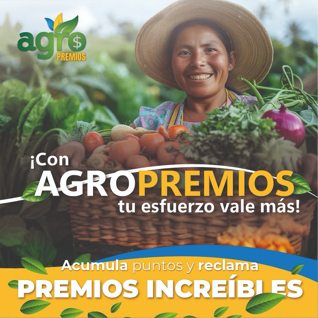 ✨ Convierte tus compras en recompensas que impulsan tu productividad. 💵

📈 Con Agropremios, acumula puntos y obtén:

✅ Descuentos
✅ Premios exclusivos
✅ Beneficios adicionales

🎁 ¡Todo está a tu alcance!