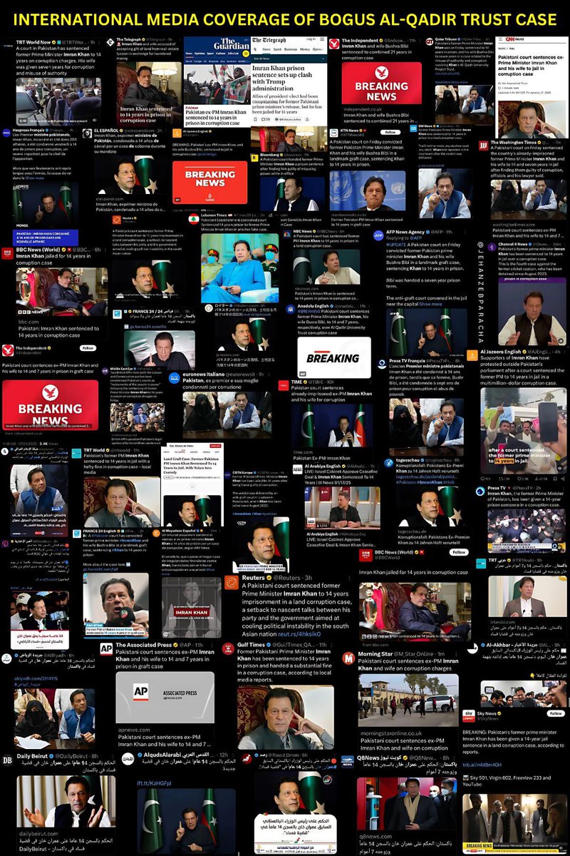 International Media calling Al Qadir Trust verdict bogus &amp; a cause for more instability in Pakistan. Rulers getting a black eye again in top global media outlets like BBC, Guardian, CNN, Reuters, Bloomberg, Washington Times, Al Jazeera, Telegraph, etc! 

#رسول_سے_وفا_خان_کا_گناہ