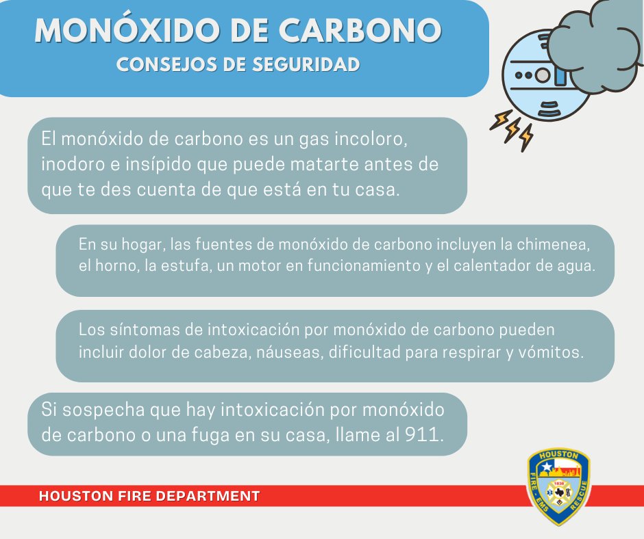 HoustonFire's tweet photo. In preparation for the Arctic Blast, the Houston Fire Department reminds you to please heat your homes safely and practice carbon monoxide (CO) awareness. #COsafety #COAwareness https://t.co/KwKCjTPrqc